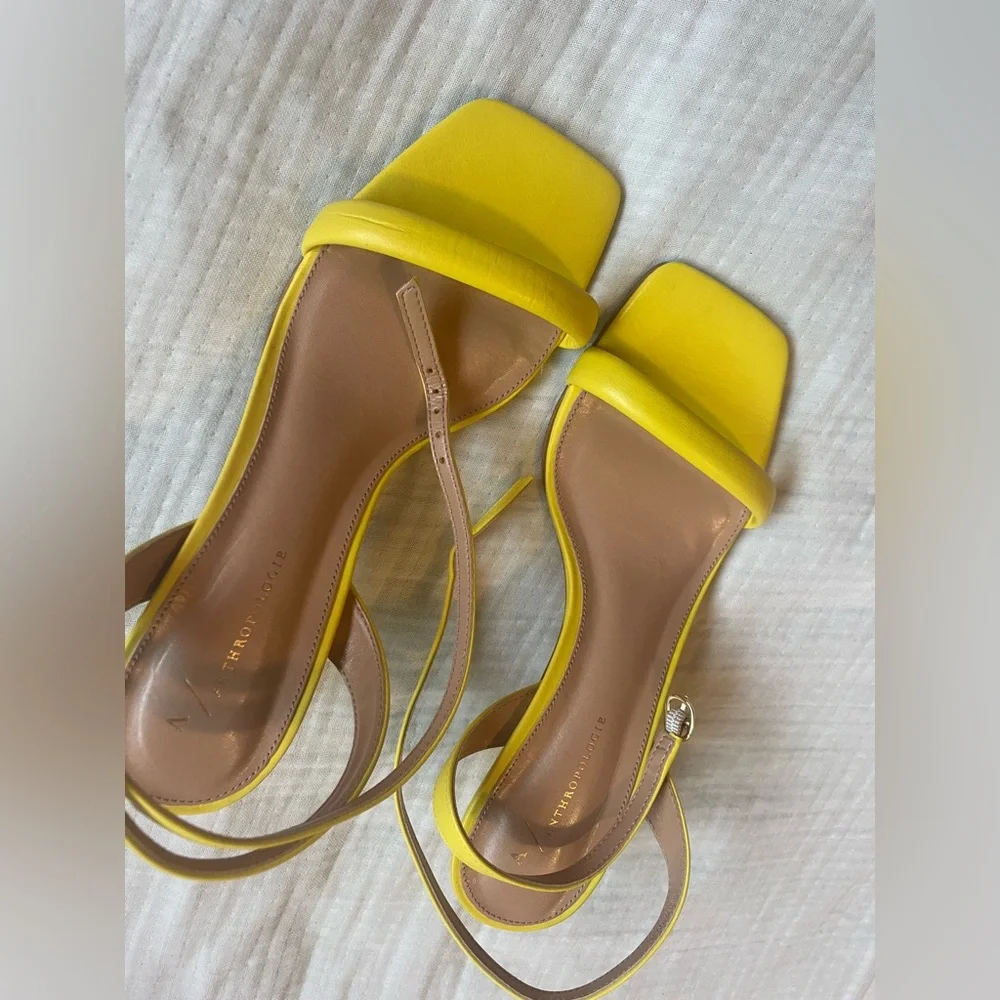 Anthropologie Yellow Heels Sandals - Picture 10 of 12